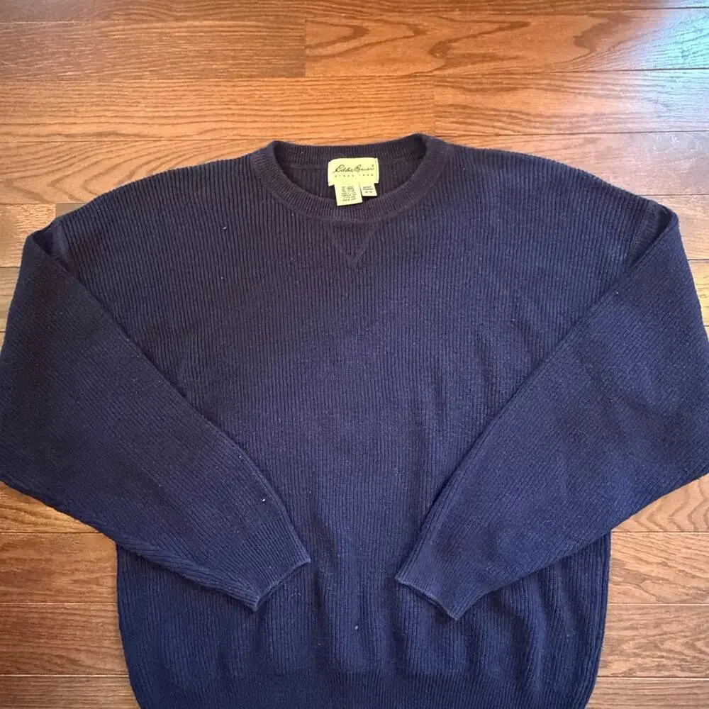 Eddie Bauer Men’s Vintage Y2K Navy Sweater Size Medium - Picture 2 of 5